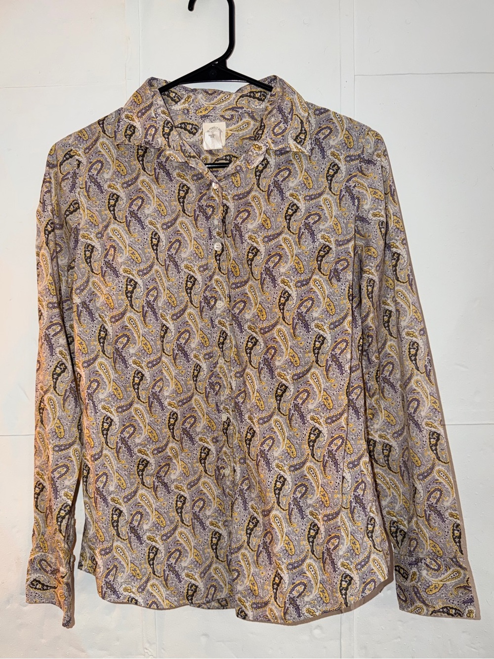 J. Crew Perfect Shirt Size 4 purple paisley Print 100% Cotton!